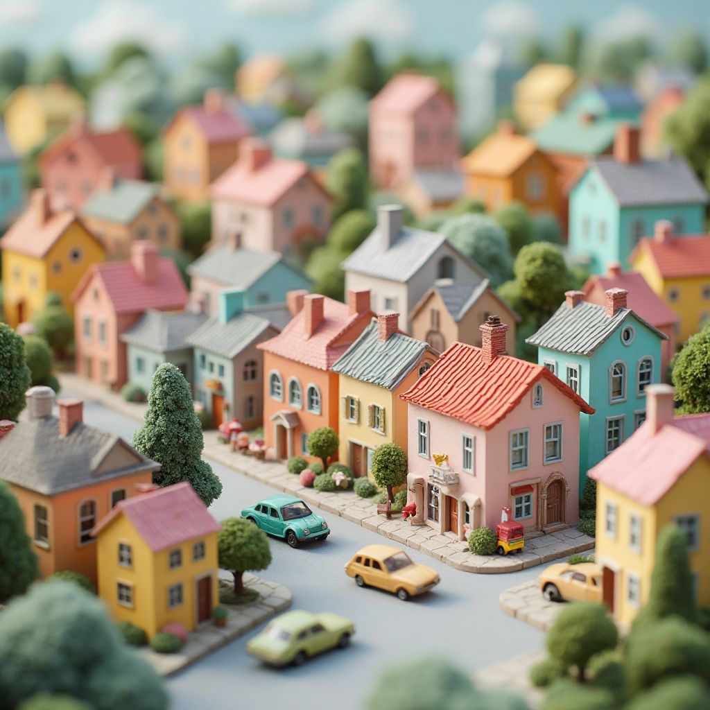 Miniature city with scaled buildings